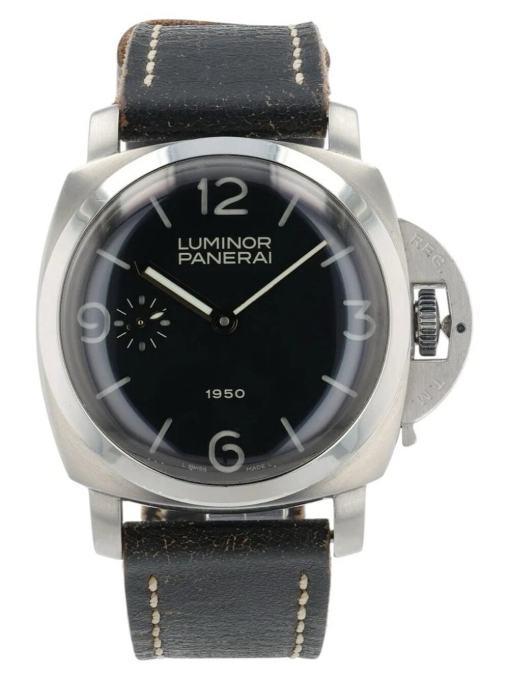 Panerai Luminor Black Dial Stainless Steel 47mm Manual Wind Mens Watch